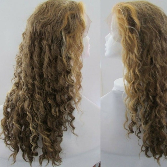 Accessories Two Tone Brown And Dark Golden Blonde Curly Wig